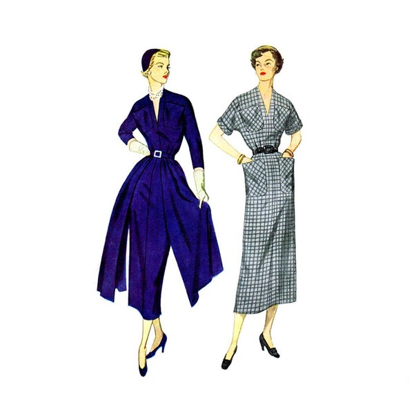 Années 1940 Misses Gaine Robe Simplicité 2992 vintage Couture Modèle Robe avec jupe Panneaux Kimono Manches Grandes Poches Taille 16 Buste 34