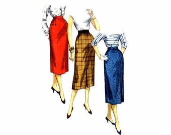 1950s Skirt Simplicity 1345 Vintage Sewing Pattern One-Yard Slim Skirt Waist 25