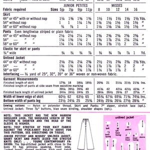 1970s Misses Sweetheart Neckline Jacket Skirt Pants Simplicity 6104 Vintage Sewing Pattern Size 12 Bust 34 UNCUT image 3