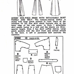1940s Misses Sheath Dress Simplicity 2992 Vintage Sewing Pattern Dress ...