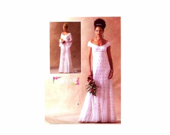 Lined Fit and Flare Floor Length Bridal Gowns Wedding Dress Alicyn Exclusives McCalls 4715 Vintage Sewing Pattern Size 6 - 8 - 10 - 12 UNCUT