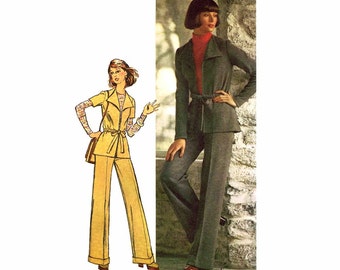 1970s Misses Jiffy Knit Jacket Pants Simplicity 5726 Vintage Sewing Pattern Size 12 Bust 34 UNCUT