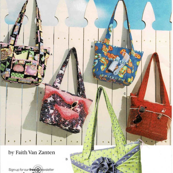 Purses Shoulder Crafty Bags Tote Bags Liners Faith Van Zanten Fashion Accessories Simplicity 3822 Sewing Pattern UNCUT