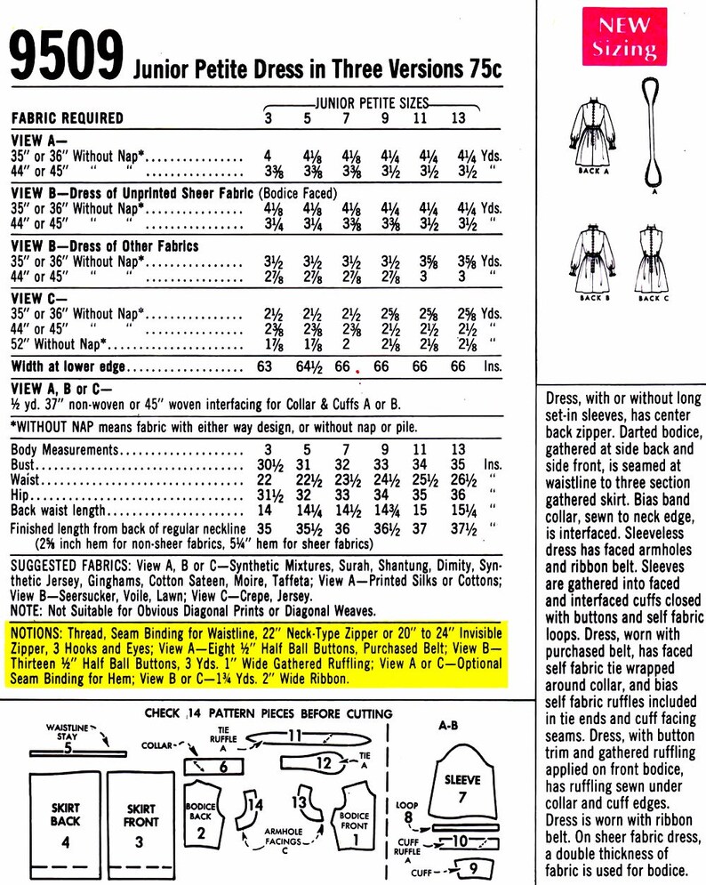 1960s Full Skirt Dress McCalls 9509 Vintage Sewing Pattern Junior Petite Size 9 Bust 33 UNCUT image 3