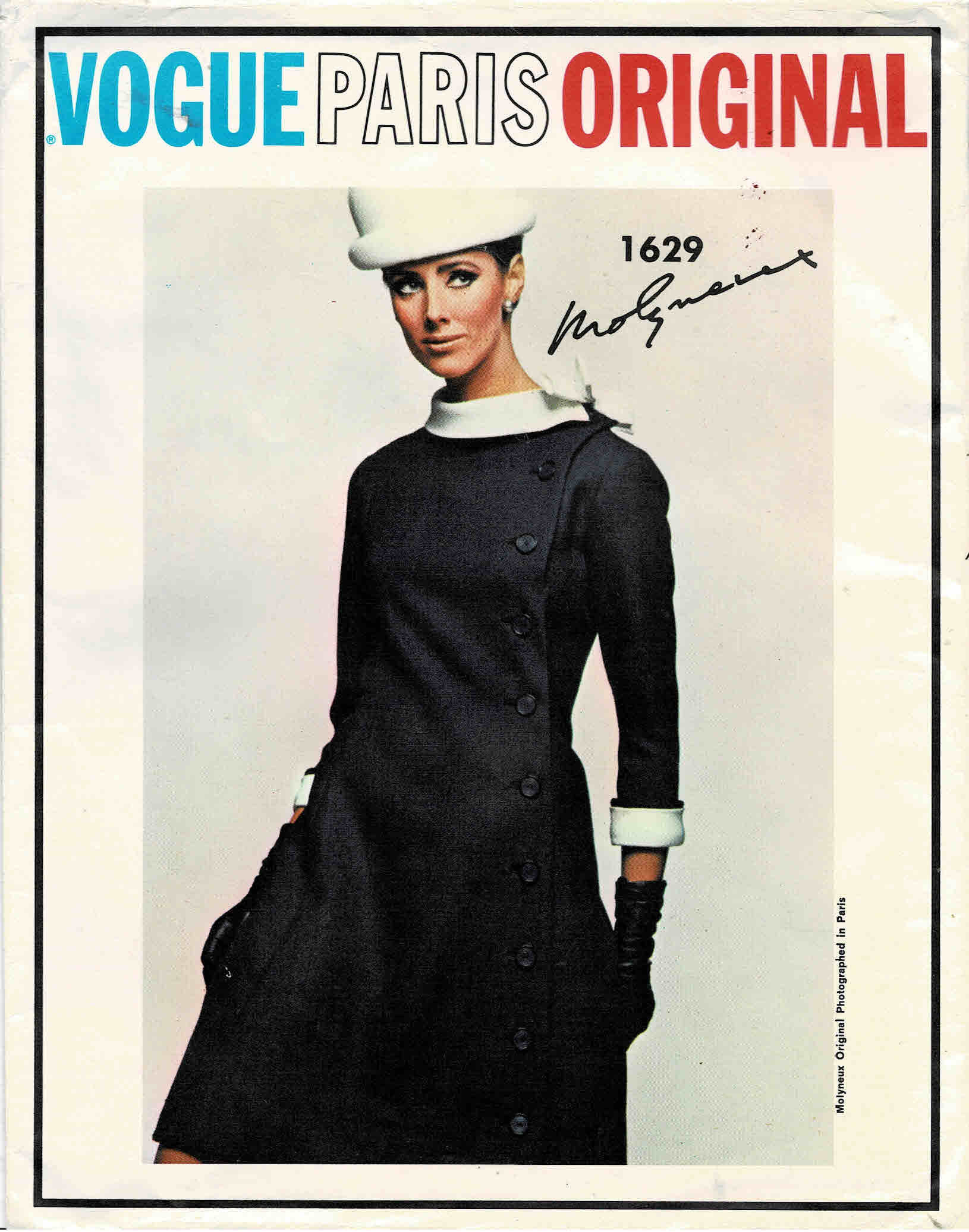 1960s Vogue 1629 Molyneux Designer Princess Seam Coat Dress