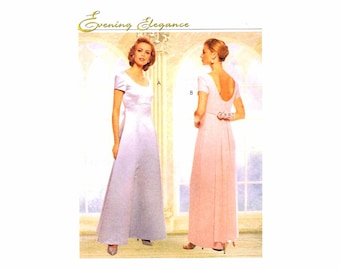 Formal Evening Wedding Dress McCalls 8836 Sewing Pattern Size 10 - 12 - 14 Bust 32 1/2 - 34 - 36 UNCUT