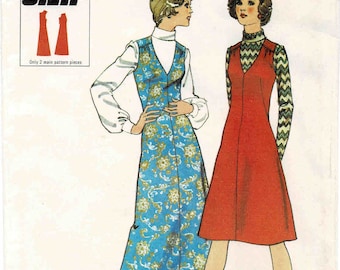 1970s Misses Pinafore Dress in Two Lengths Style 4756 Vintage Sewing Pattern UNCUT Different Sizes Available