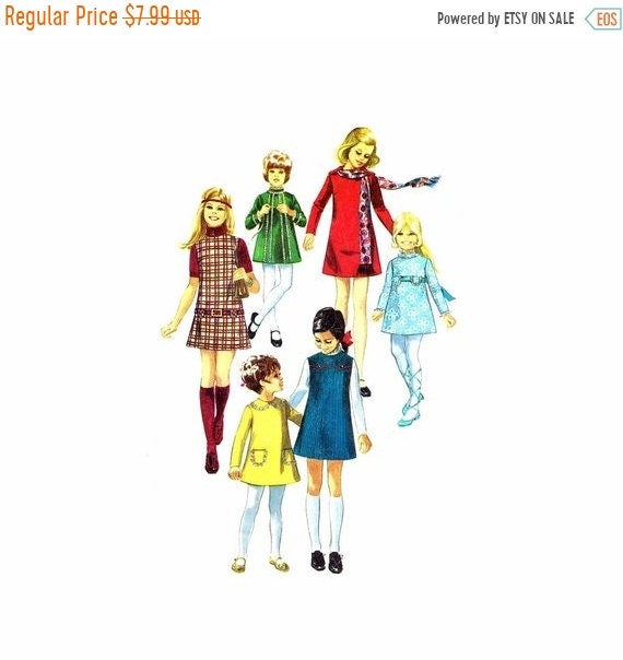SALE 1970s Girls Dress or Jumper Simplicity 8941 Vintage Sewing Pattern Size 12 Breast 30