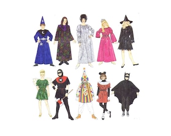 Trajes para meninos e meninas Wizard Princess Fairy Grim Reaper Clown Minnie Mouse Bat Simplicidade 8285 Padrão de costura Tamanho 7 - 8 - 10 - 12 - 14