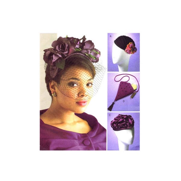 Misses Hats and Bag Derby Pillbox Church Hats Birdcage Veil Butterick 4695 Sewing Pattern UNCUT