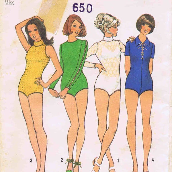 1970s Misses Bodysuits Simplicity 5023 Vintage Sewing Pattern Size 14 Bust 36 UNCUT