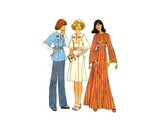 1970s Misses Pullover Caftan Dress Top Simplicity 7588 Vintage Sewing Pattern Size 8 - 10 Bust 31 1/2 - 32 1/2 UNCUT