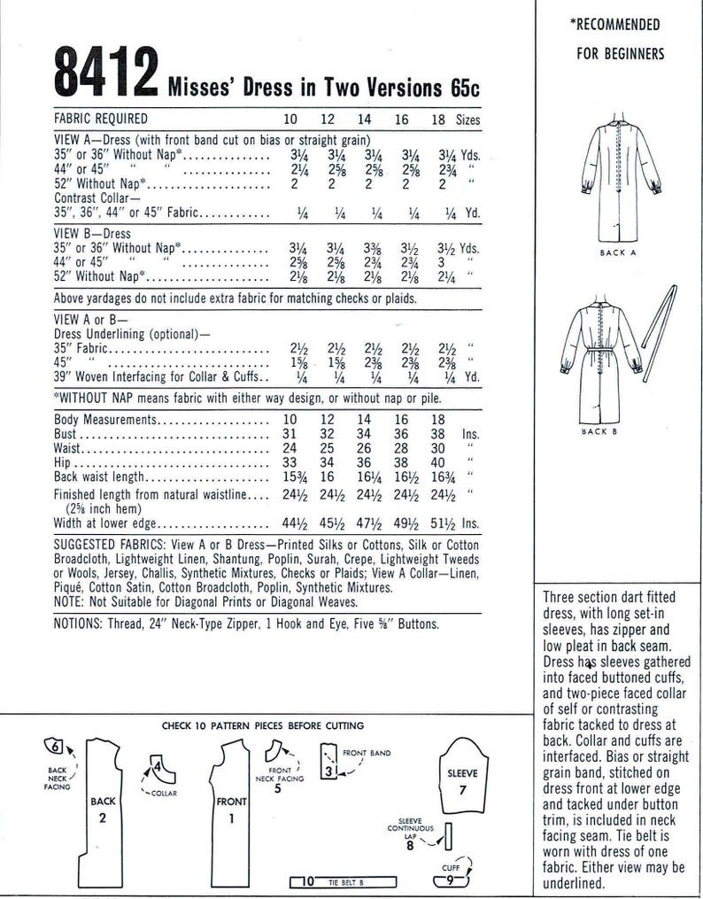 1960s Misses Chemise Dress McCall's 8412 Vintage Sewing Pattern Size 14 16 Bust 34 36 image 2