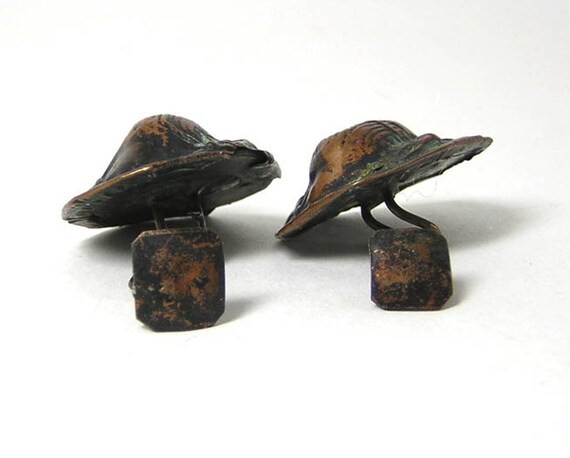 Arts and Crafts Vintage Beetle Copper Cufflinks S… - image 2