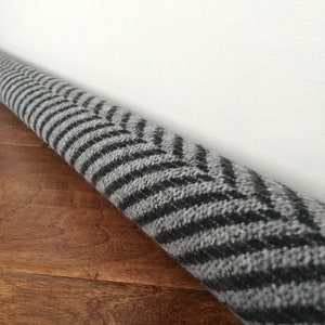 Unfilled GRAY and black chevron door draft stopper custom length draft guard cover US made keep cold air in or out