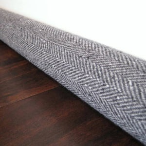 Unfilled GRAY wool herringbone door draft stopper cover Custom lengths 15 inches to 75 inches  draft snake draught excluder coverUS made