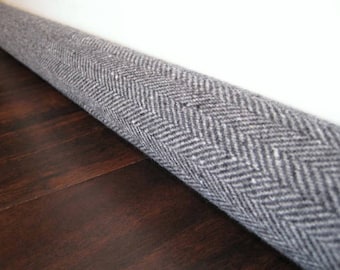 Unfilled GRAY wool herringbone door draft stopper cover Custom lengths 15 inches to 75 inches  draft snake draught excluder coverUS made
