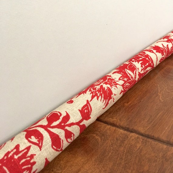 RED linen floral door draft stopper cover draught excluder Etsy