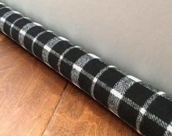 Unfilled PLAID door draft stopper draft snake wool window tube cover Keep cold air in or out US made