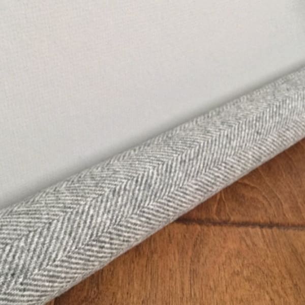 Unfilled door draft stopper cover: neutral gray cozy breeze blocker