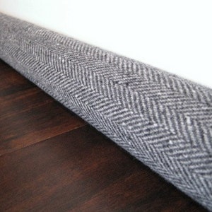 Unfilled Gray HERRINGBONE door draft stopper Custom lengths 15 inches to 75 inches gray wool draft snake cover US made image 1