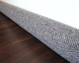 Unfilled Gray HERRINGBONE door draft stopper  Custom lengths 15 inches to 75 inches  gray wool draft snake cover US made
