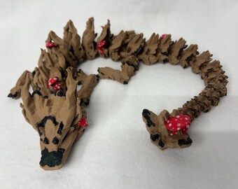 Dragón de bosque grande - Filamento de madera real impreso en 3D - Decoración rústica de fantasía - Regalo único