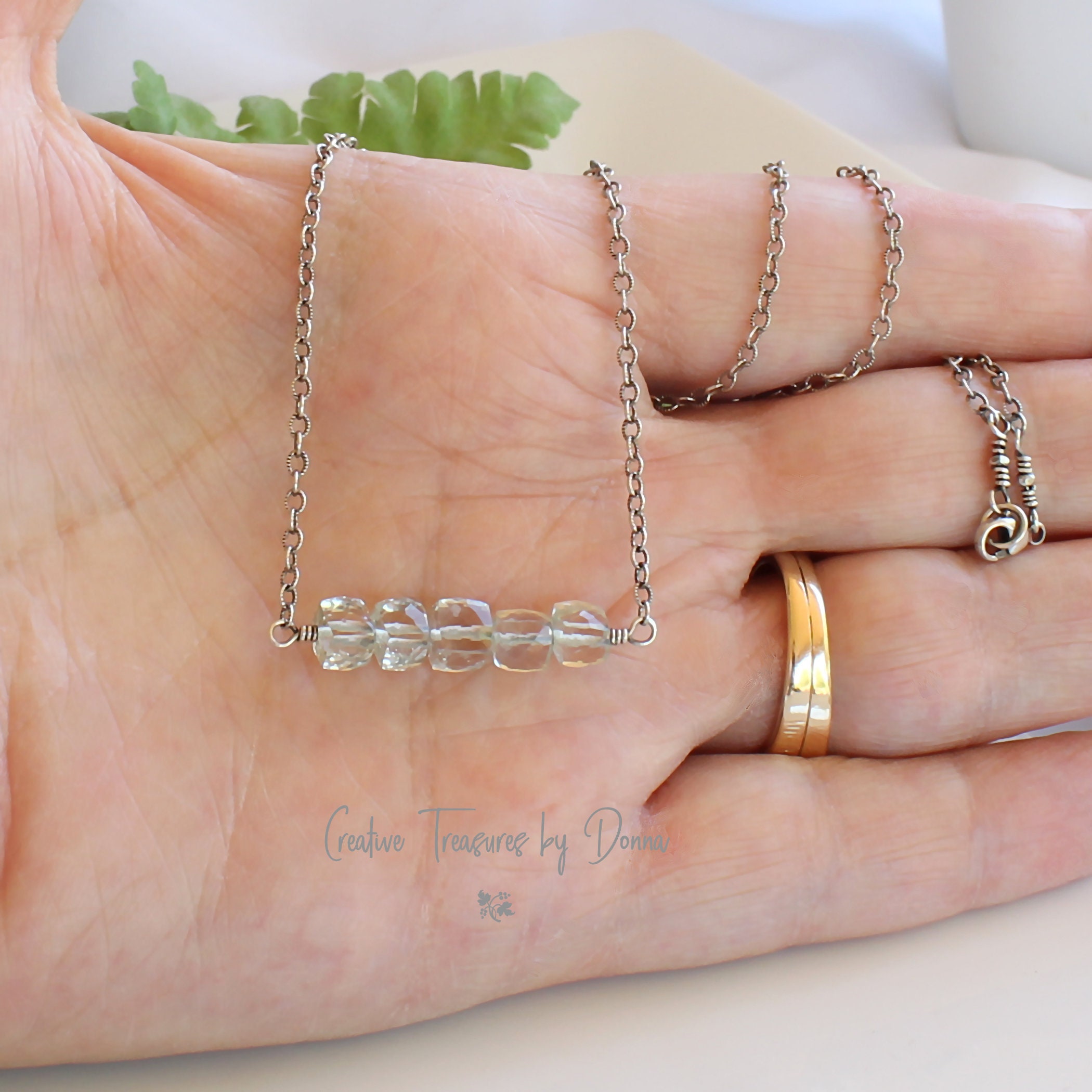 Green Amethyst Minimalist Necklace