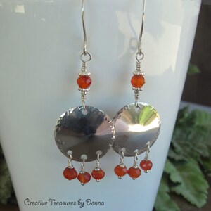 Handmade Sterling Silver Carnelian Disc Earrings: Southwest Style