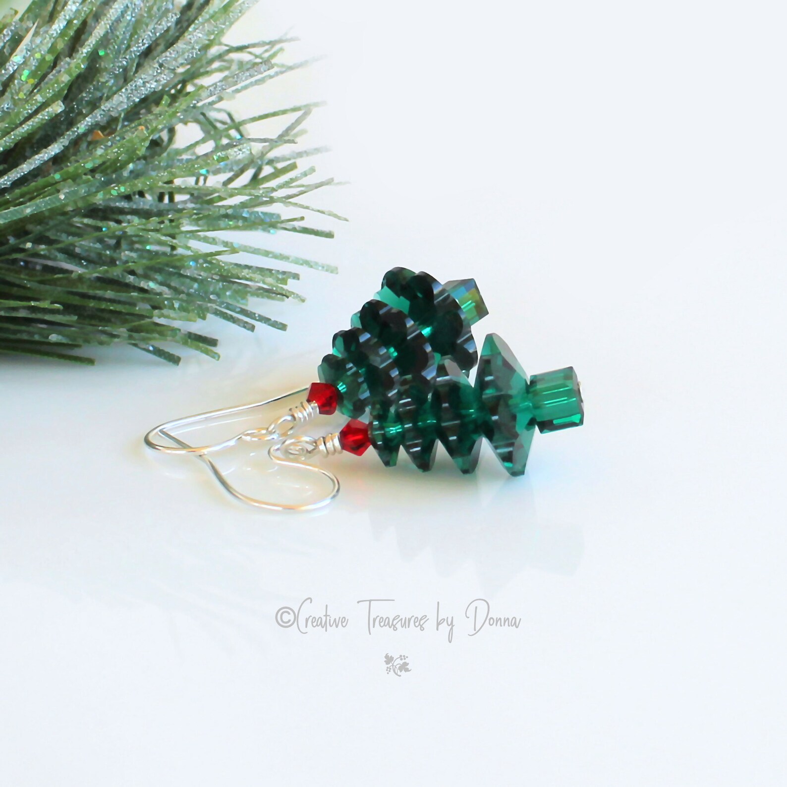 Christmas Tree Earrings Swarovski Elements Emerald Green Etsy