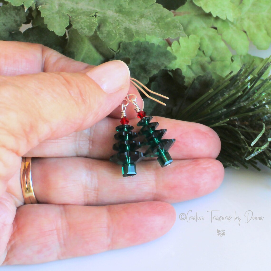 Christmas Tree Earrings Swarovski Elements Emerald Green Etsy