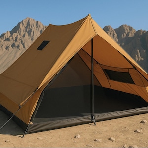 Canvas Bell Tent for Outdoor Camping, Lightweight Waterproof 2 Person Cabin Style Tent with Chimney Port, Rainproof Glamping Shelter