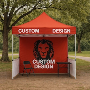 Teanling Custom 10x10 Pop Up Canopy Tent with Walls – Heavy Duty, Logo Printed, Water-Resistant, Fire-Retardant for Events & Trade Shows