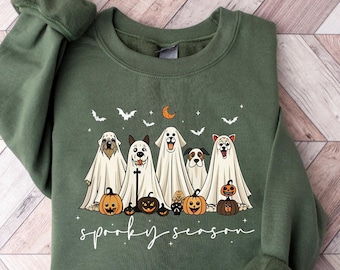 Halloween Ghost Dogs Sweatshirt, Ghost Dogs Sweatshirt, Halloween Dog Sweatshirt, Ghost Sweatshirt, Ghost Dog Shirt, Halloween Sweatshirt