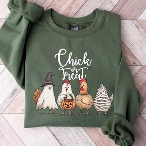 Halloween Chick or Treat Sweatshirt, Halloween Chicken Sweatshirt, Halloween Funny Chicken Shirt, Ghost Chicken Shirt, Chicken Lovers Shirt