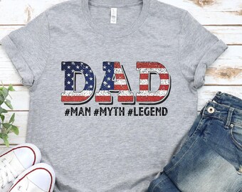 Amerikaans vader T-shirt met Amerikaanse vlag: een patriottisch T-shirt voor Vaderdag.