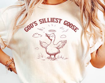 God's Silliest Goose Shirt, Funny Goose Shirt, Silly Goose T shirt, Goose Outfits, Oversized Western 90s Graphic Tee, Retro Weirdcore Meme