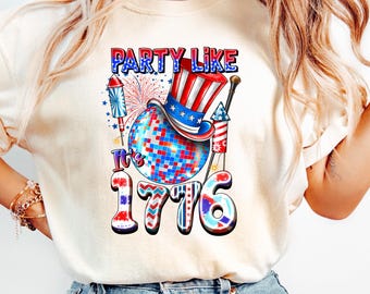 Party Like It's 1776 4th Of July Adult Shirt, Tis The Season Natural Adult Tee,  Happy 4th of July Shirt, Independence Day Shirt, USA Shirt