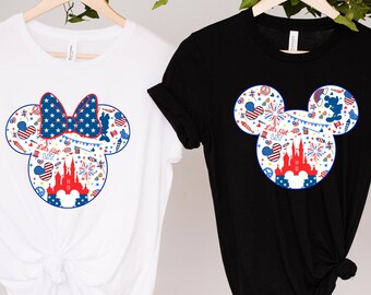 Cute 4th Of July Shirt, Disney Mickey Minnie Patriotic T-Shirt, Mickey Minnie Stars, Disney Mickey Shirt,  Patriotic Shirt, Independence Day