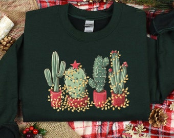 Christmas Cactus Shirt, Christmas Shirt, Cowboy Christmas, Cactus Lover Gift, Plant Lover Shirt, Southern Christmas, Cactus Sweatshirt
