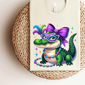 Mardi Gras Crocodile Sweatshirt, Animal Shirt, Women Mardi Gras Costume, Mardi Gras Alligator Shirt, Fat Tuesday Sweater,Mardi Gras Carnival