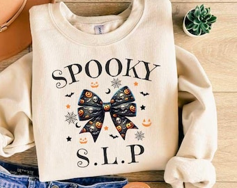 Spooky SLP Sweatshirt, Cute Halloween SLP Shirt, Speech Therapy Halloween Sweatshirt, Slp Halloween Sweatshirt, Slp Fall Shirt, Speech Gift