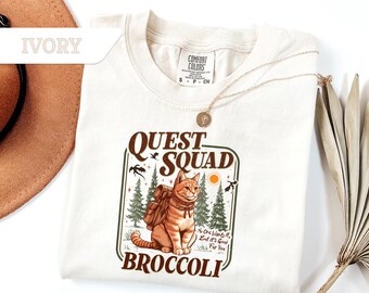 Comfort Colors® Onyx Storm Quest Squad Broccoli Shirt, Broccoli Cat Shirt, Ridoc Romantasy Fan Shirt, Dragon Rider Tee, Bookworm Gifts