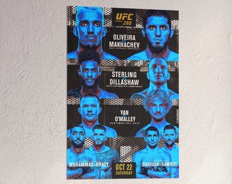 UFC 280 Poster personalizzato Matte Charles Oliveira v Islam Makhachev O'Malley Sterling Dillashaw Yan Wall Art MMA Boxing Man Cave Blu Colorato