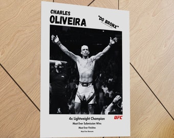 Charles Oliveira UFC Do Bronx Wall Art Matte Vertical Poster Lightweight Champion MMA Boxing Combat Perfect Gifts or Man cave Not Digital