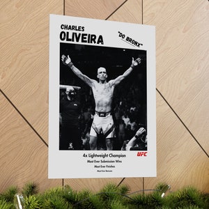 Charles Oliveira UFC Do Bronx Wall Art Matte Vertical Poster Lightweight Champion MMA Boxing Combat Perfect Gifts or Man cave Not Digital