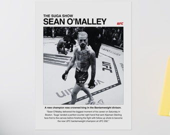 Sean O'Malley Suga Show Custom Champion UFC Poster Matte MMA Gifts Man cave Men Women UFC fans OMalley Merch