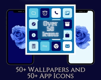 Blue App Icons and Wallpapers Pack | Aesthetic Home Screen | Custom iOS Icons & Backgrounds | Aesthetic Blue Theme Wallpapers Set iPhone