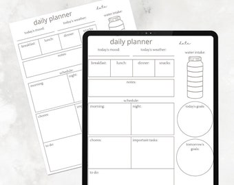 ADHD Simple Minimalist Daily Printable Planner | Digital Organizer for Focus and Productivity