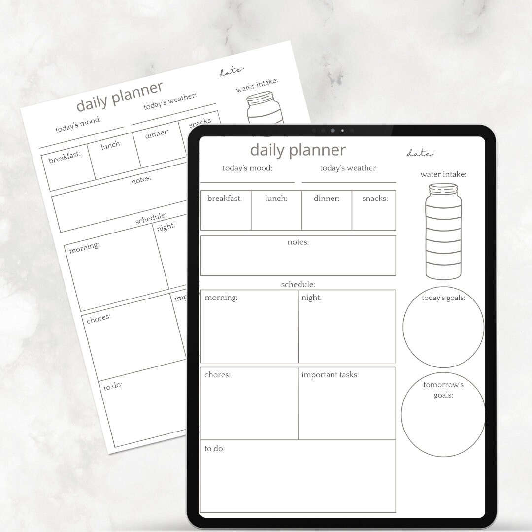 ADHD Simple Minimalist Daily Printable Planner | Digital Organizer for ...